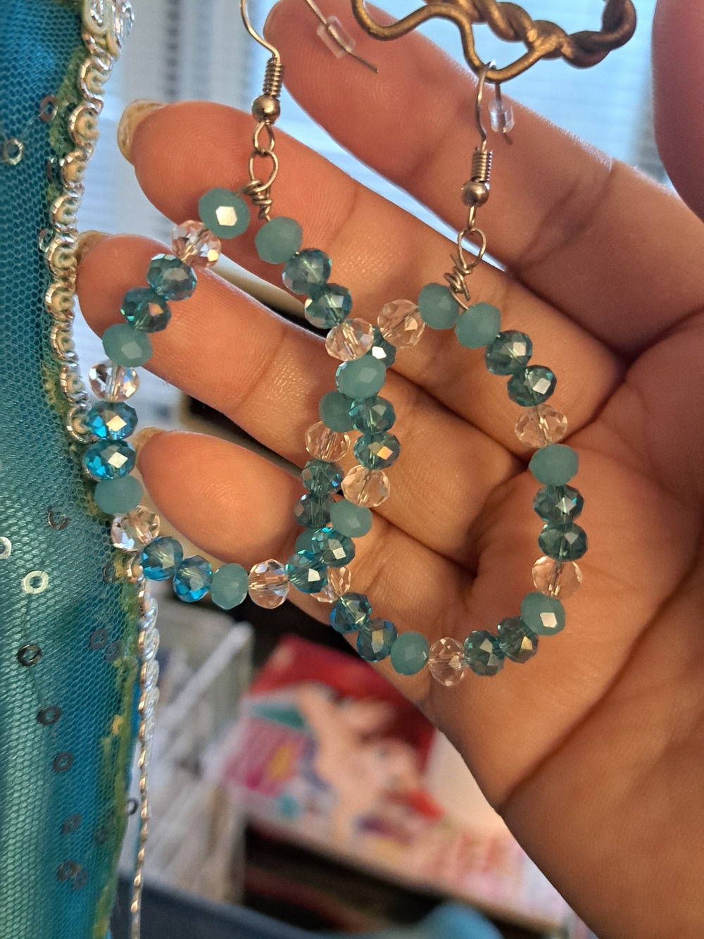 Turquoise Beaded Hoop Earrings - Elegant Women's Jewelry